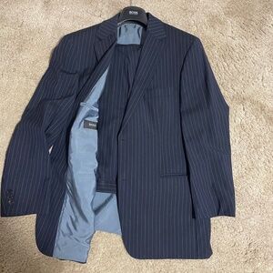 Hugo Boss 2 button blue pinstriped suit